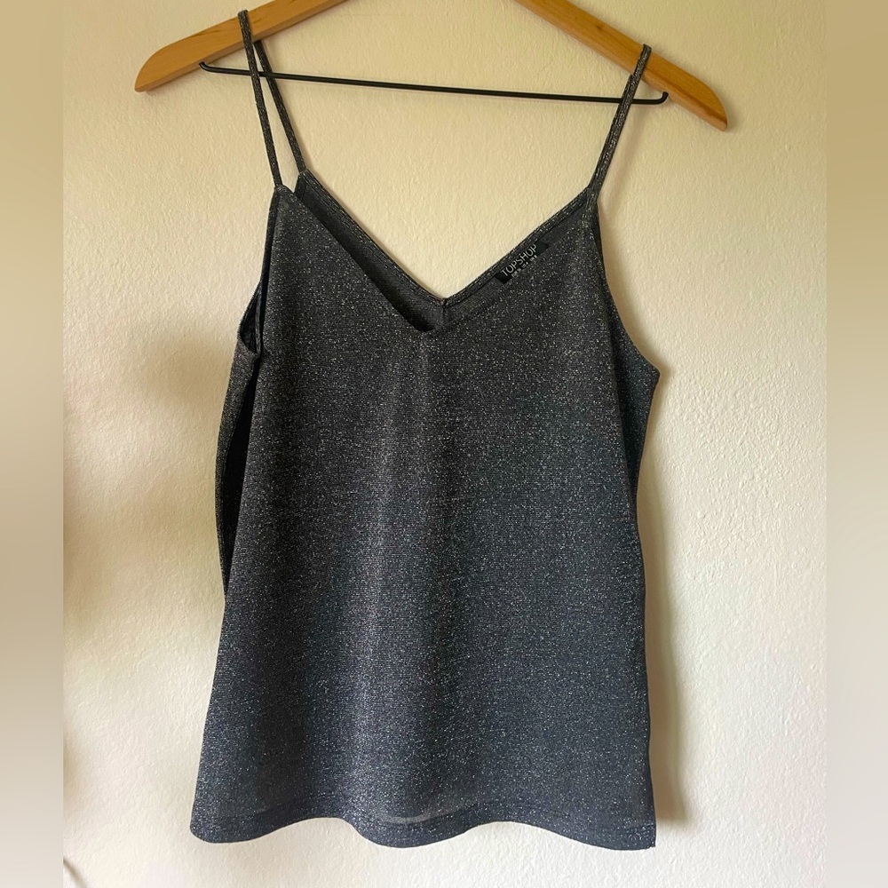 Black shimmery Topshop tank in size 4 (medium)